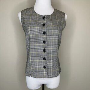 Vintage Glen Plaid Check Full Vest Fitted Sz 8 Medium